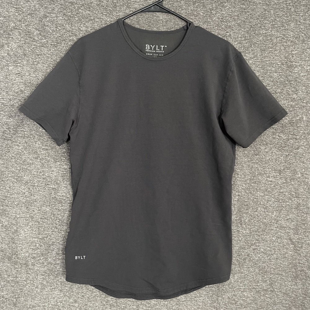 BYLT Drop Cut Short Sleeve Shirt Mens M Gray Athleisure Stretch Tee'